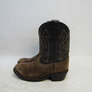 Masterson Little Kids Youth Size 11.5 M Brown Rough Out Leather Cowboy Boots